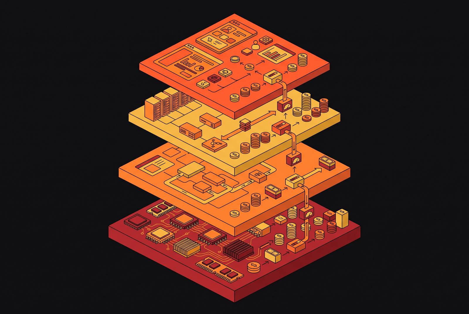 Cover illustration for “Token Cost Accounting Across Inference Stack Layers”