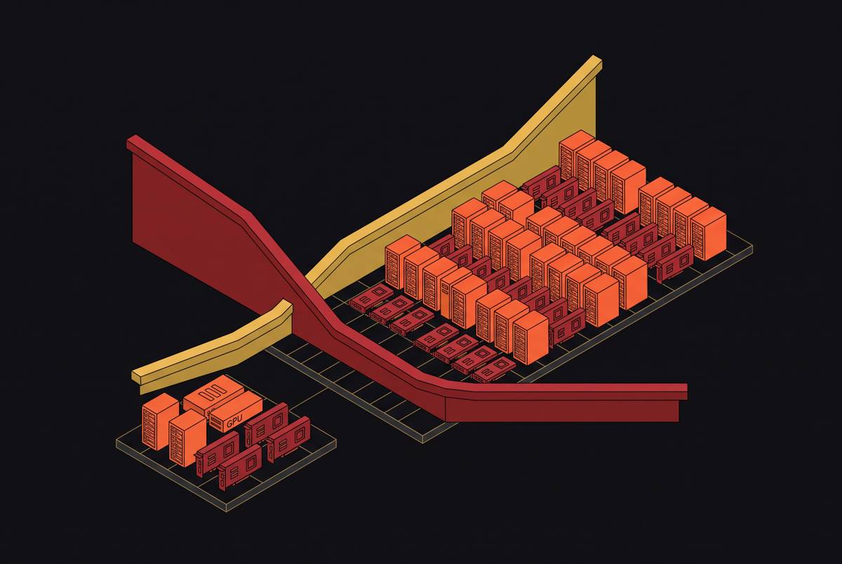 Cover illustration for “Unit Cost Curves as LLM Inference Scales From 10 to 10,000 GPUs”