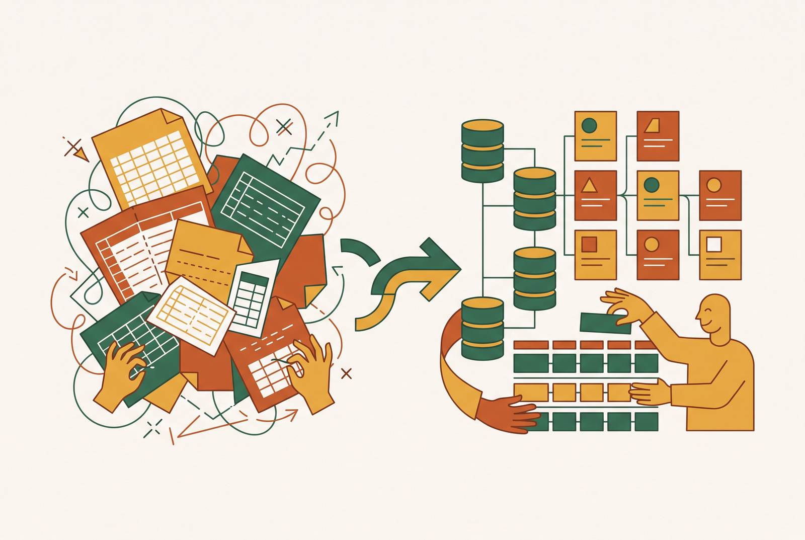 Cover illustration for “Replacing Manual Spreadsheet Workflows in Nonprofits With Lightweight Databases”
