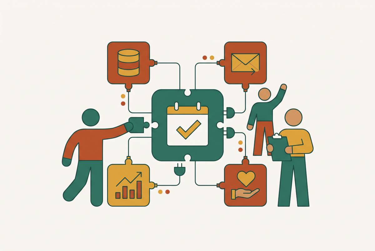 Cover illustration for “Volunteer Coordination Tools That Integrate With Existing Nonprofit Stacks”