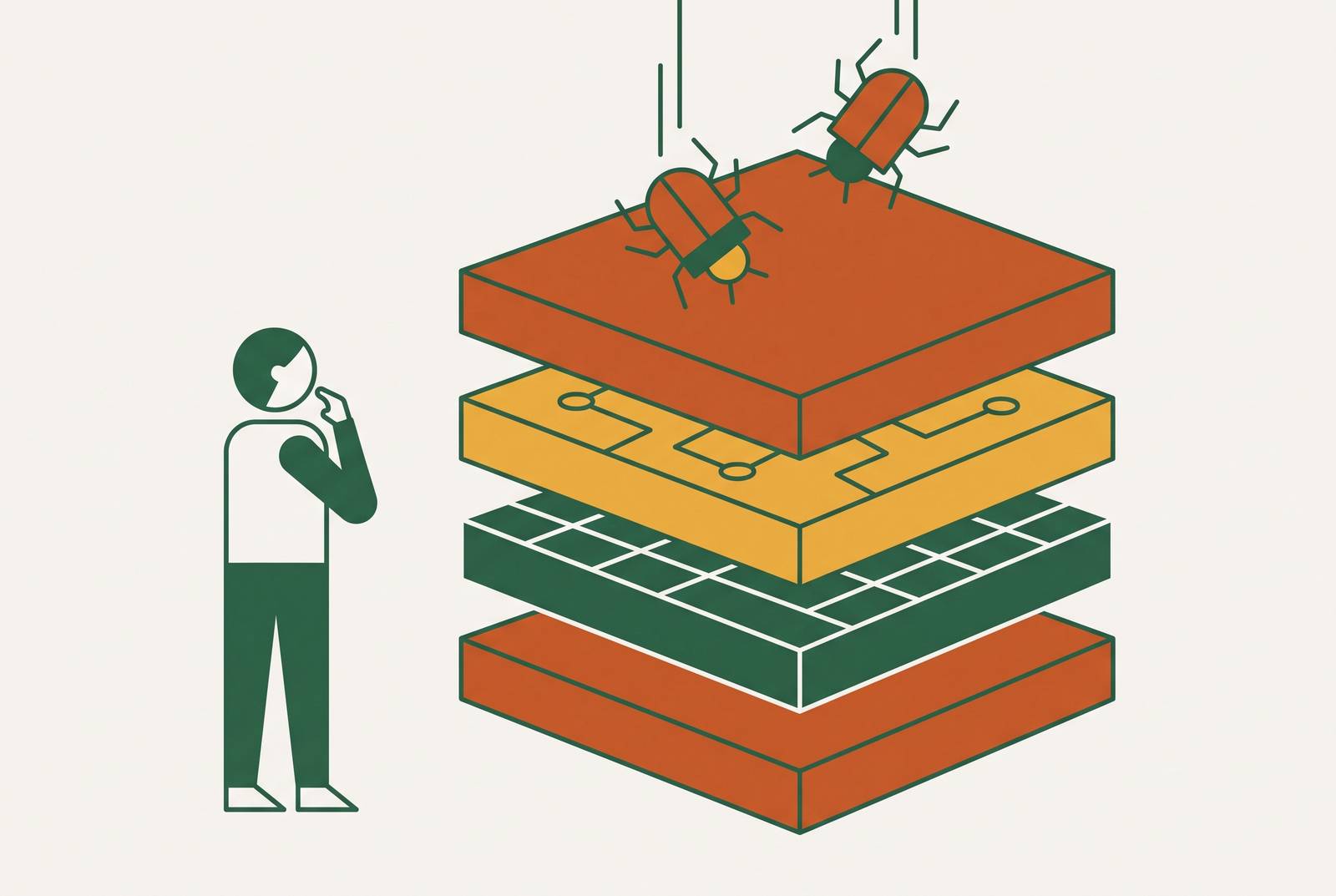 Cover illustration for “Who Owns Your Stack When the Build Is Done and Bugs Start Landing”
