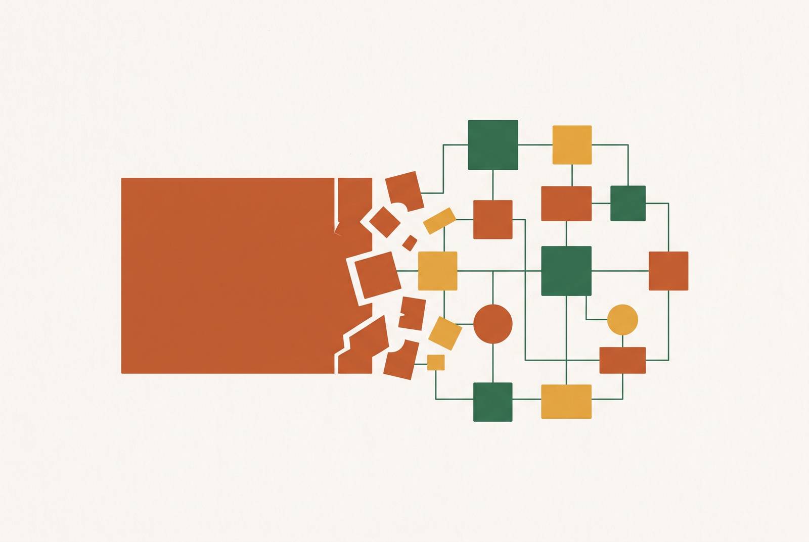 Cover illustration for “Monolith to Microservices Migration Timing and Trade-Offs”