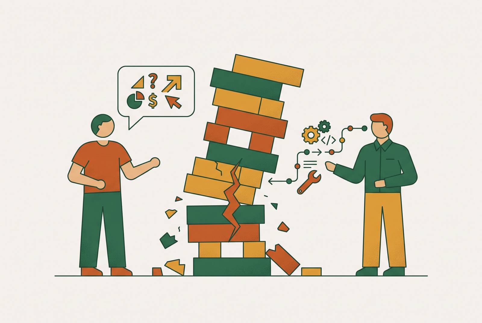 Cover illustration for “Communicating Technical Debt to Non-Technical Founders”