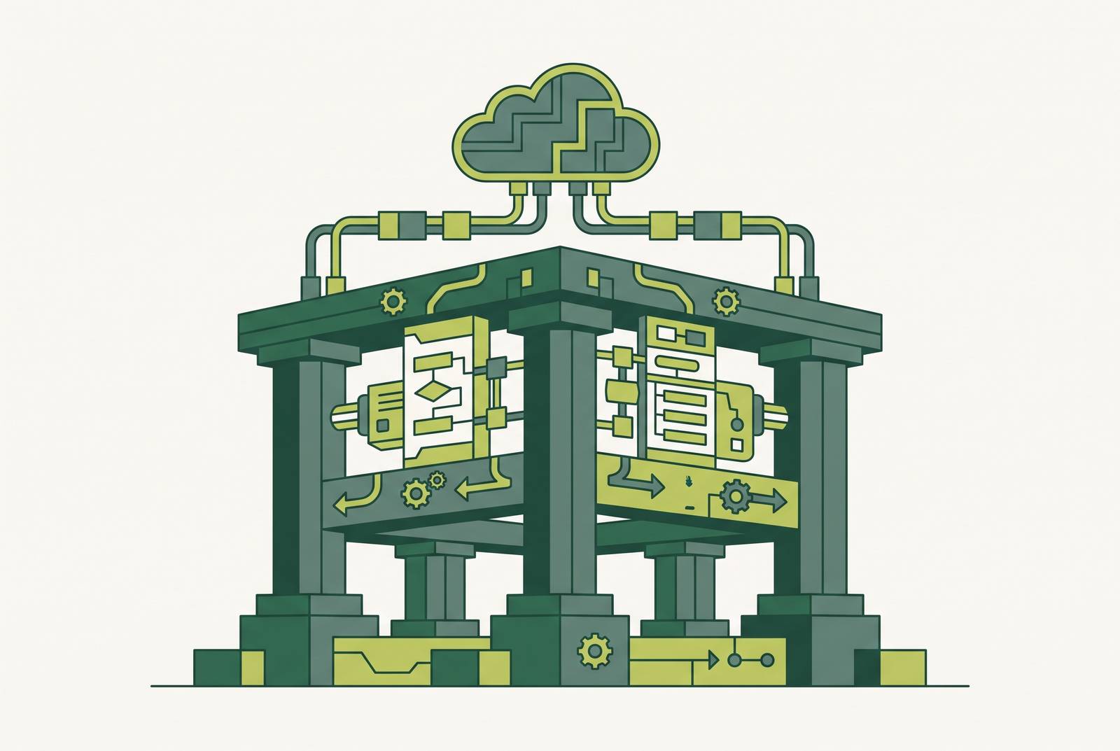 Cover illustration for “Zapier and Make as Permanent Infrastructure”