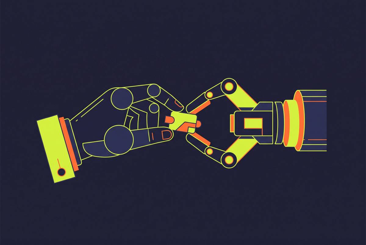 Cover illustration for “Human-Robot Handoff in Collaborative Assembly Cells”