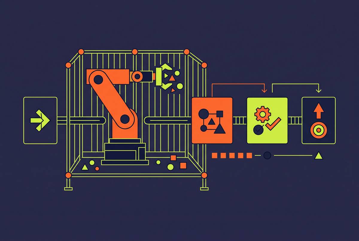 Cover illustration for “Robot Cell Commissioning Timelines in Discrete Manufacturing”