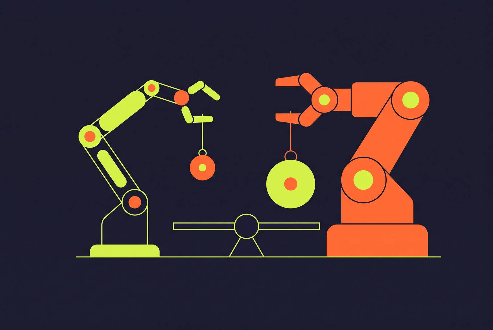 Cover illustration for “Total Cost of Ownership for Collaborative vs. Industrial Robots”