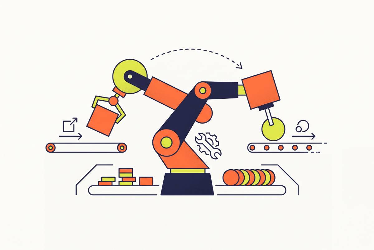 Cover illustration for “Retasking Industrial Robots for New Production Lines”