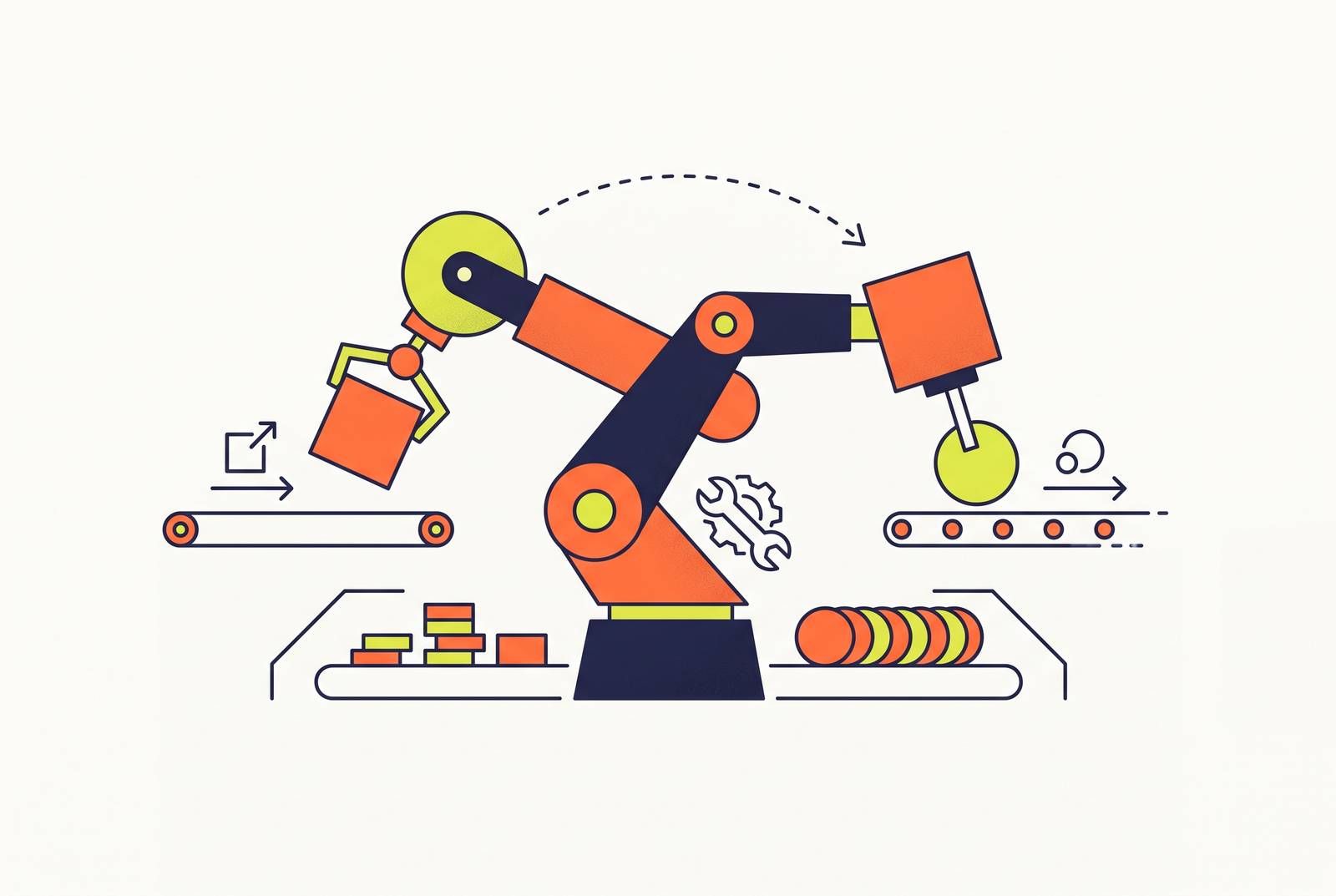 Cover illustration for “Retasking Industrial Robots for New Production Lines”