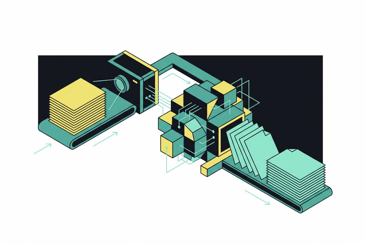 Cover illustration for “OCR Post-Correction With Language Models in Document Pipelines”