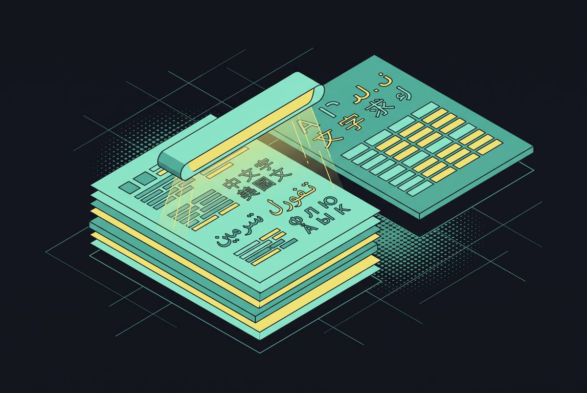 Cover illustration for “Multi-Language OCR for Mixed-Script Enterprise Documents”