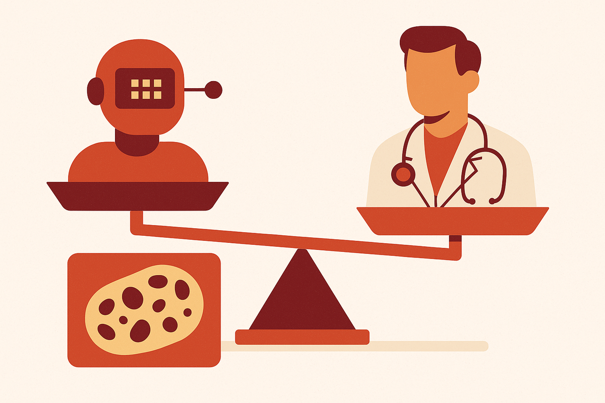 Cover illustration for “AI Diagnostic Accuracy Versus Clinician Accuracy in Pathology”