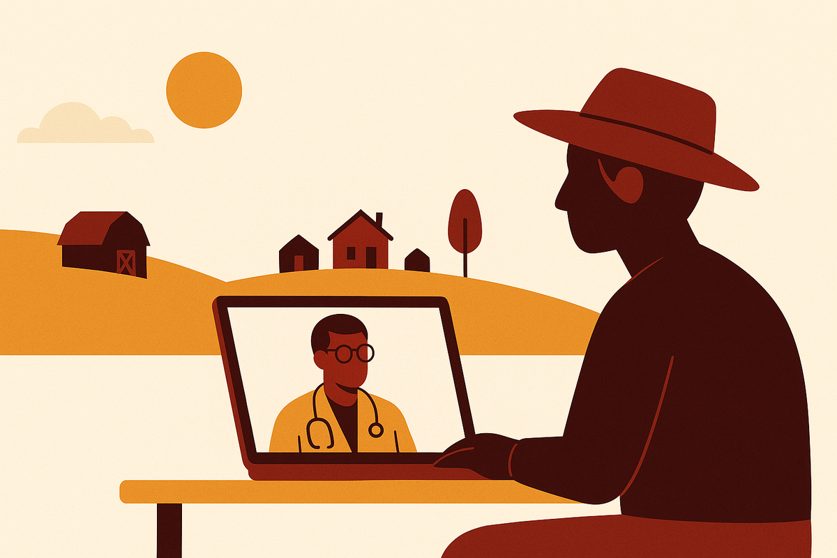 Cover illustration for “Rural Telehealth Adoption Barriers and Policy Solutions”