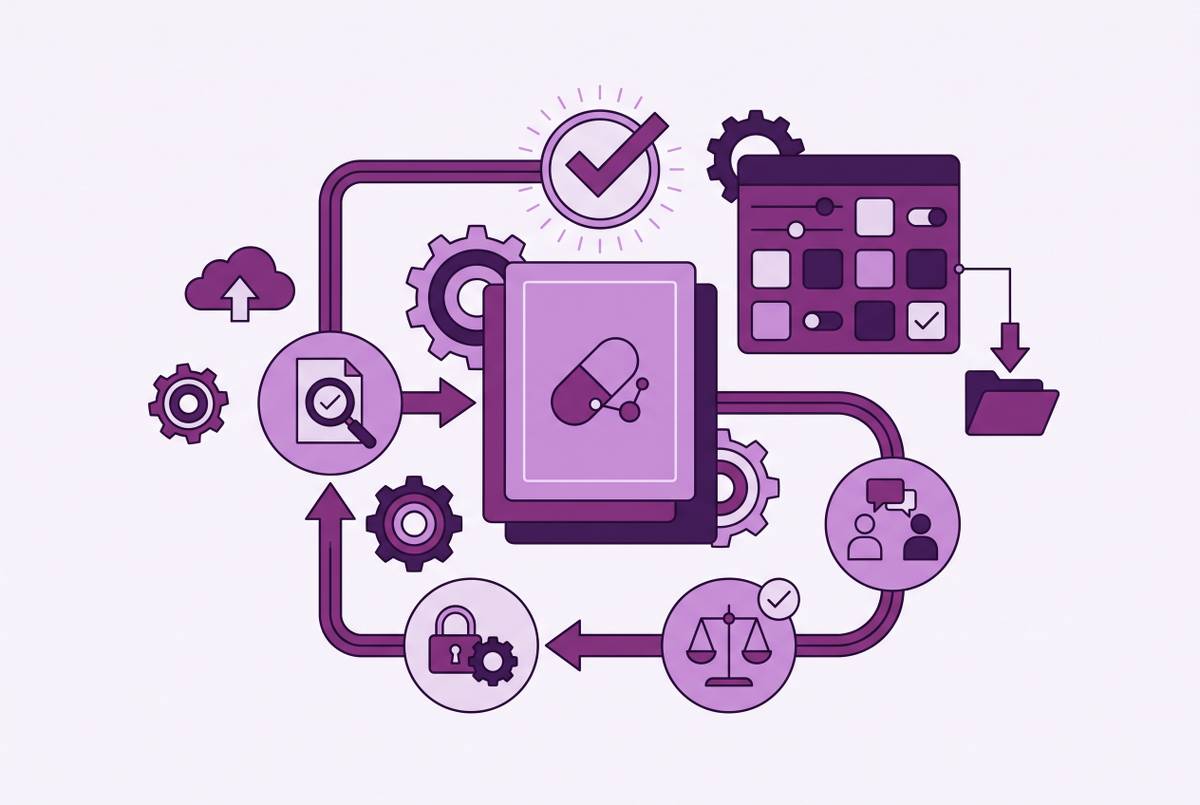 Cover illustration for “Veeva Vault PromoMats Configuration for MLR Cycle Management”