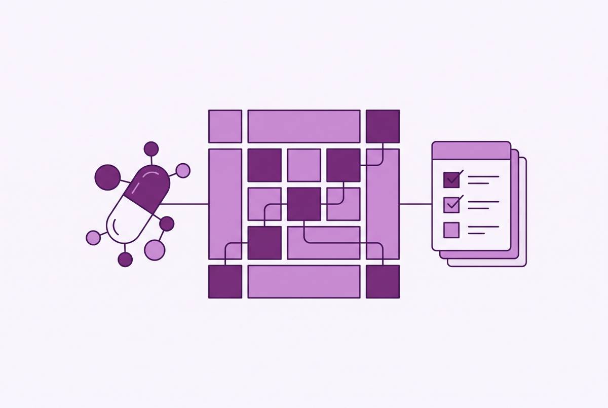 Cover illustration for “Core Claims Matrix Development for New Drug Approvals”