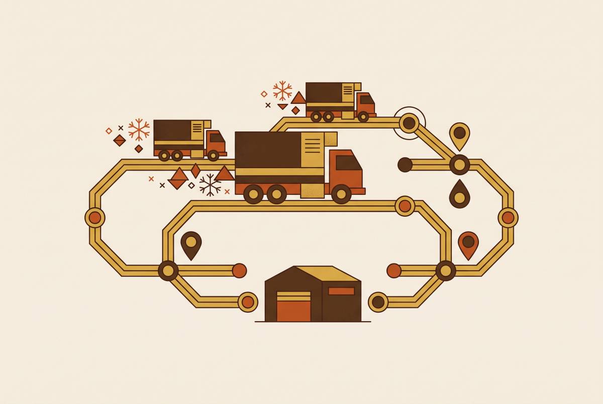 Cover illustration for “Fleet Route Optimization for Cold Chain Deliveries”