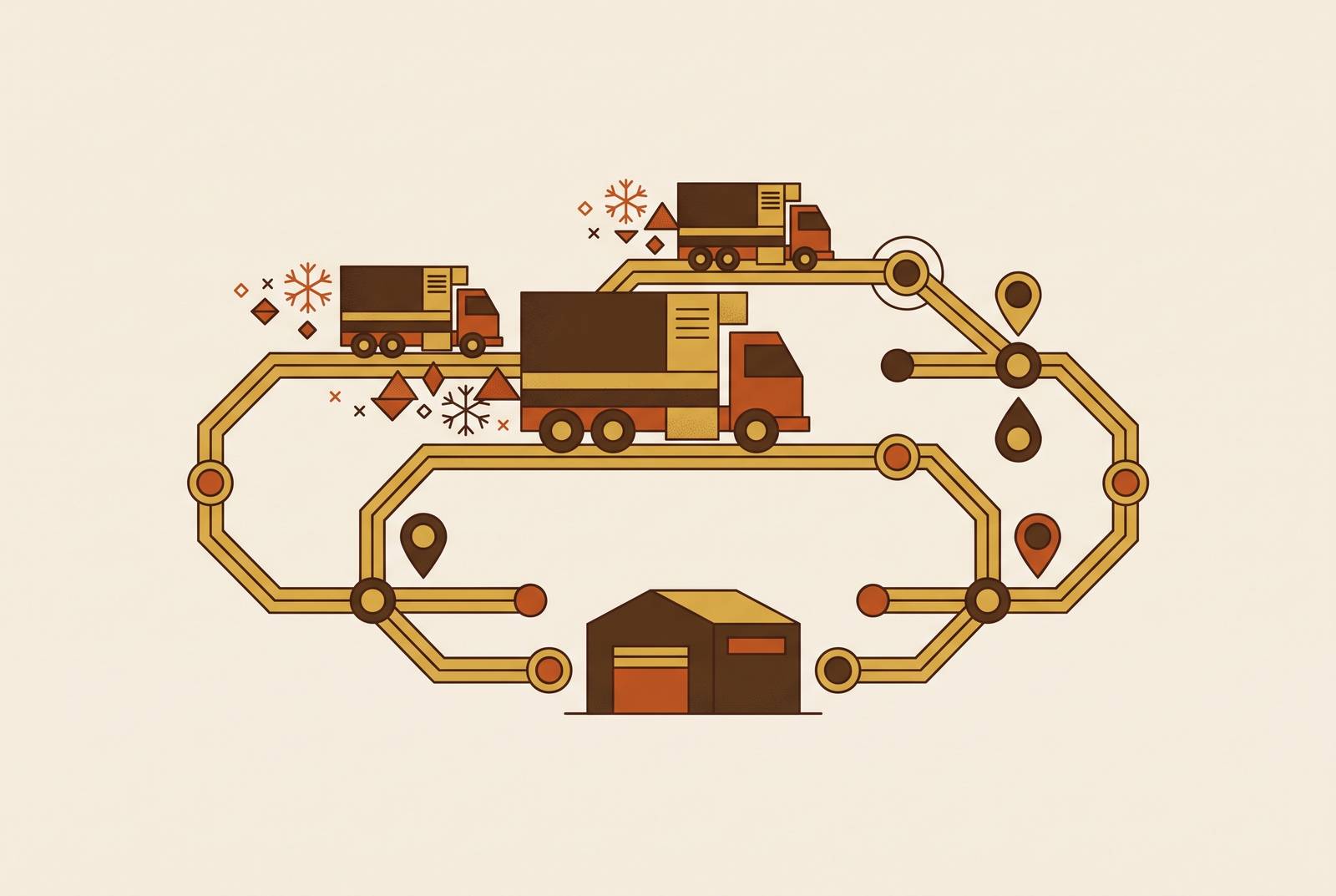 Cover illustration for “Fleet Route Optimization for Cold Chain Deliveries”