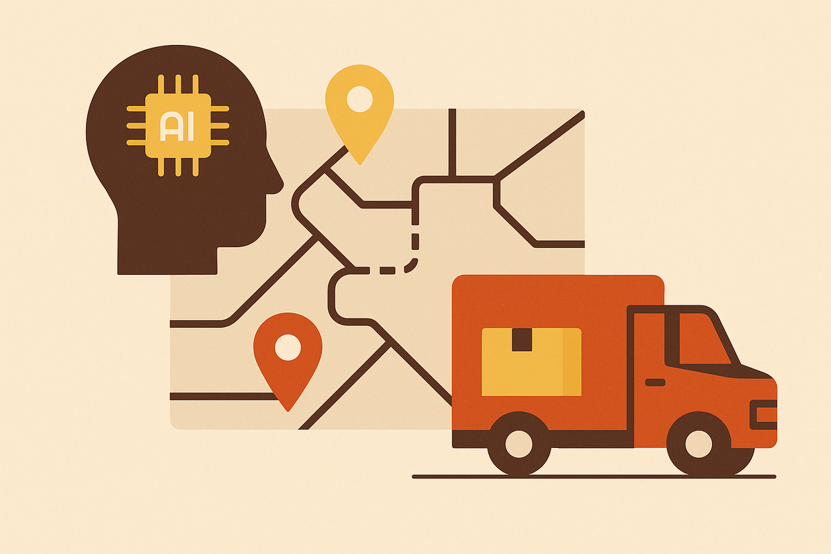 Cover illustration for “AI Route Optimization Software for Last-Mile Delivery”