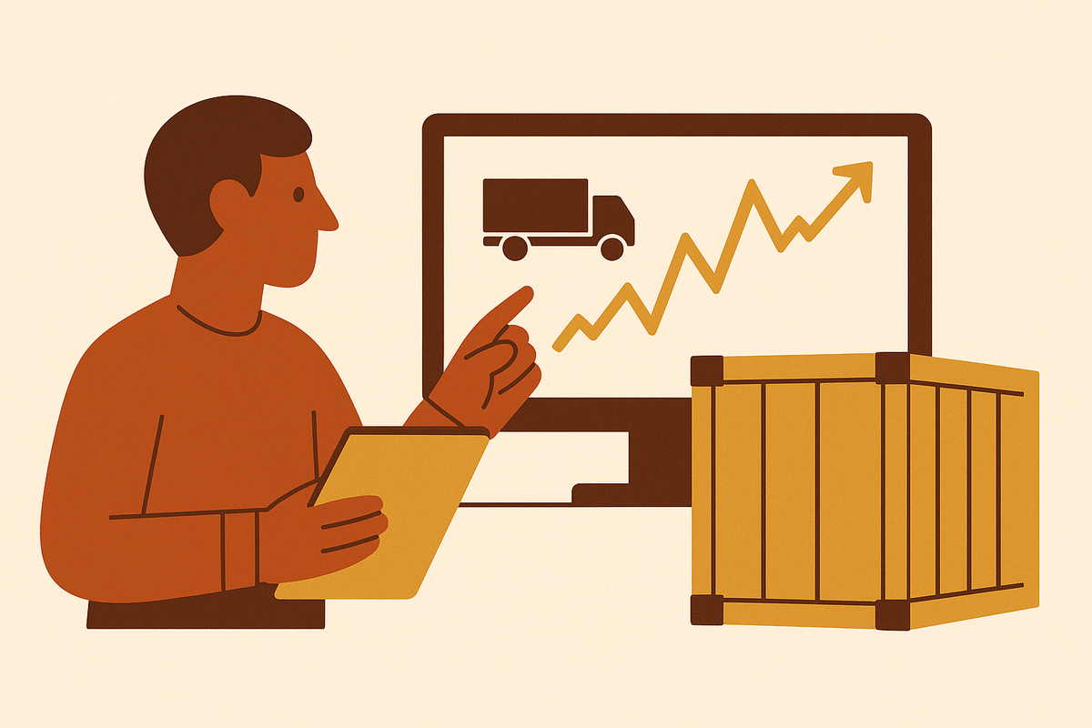 Cover illustration for “Spot Rate Volatility and Digital Freight Booking Strategies”