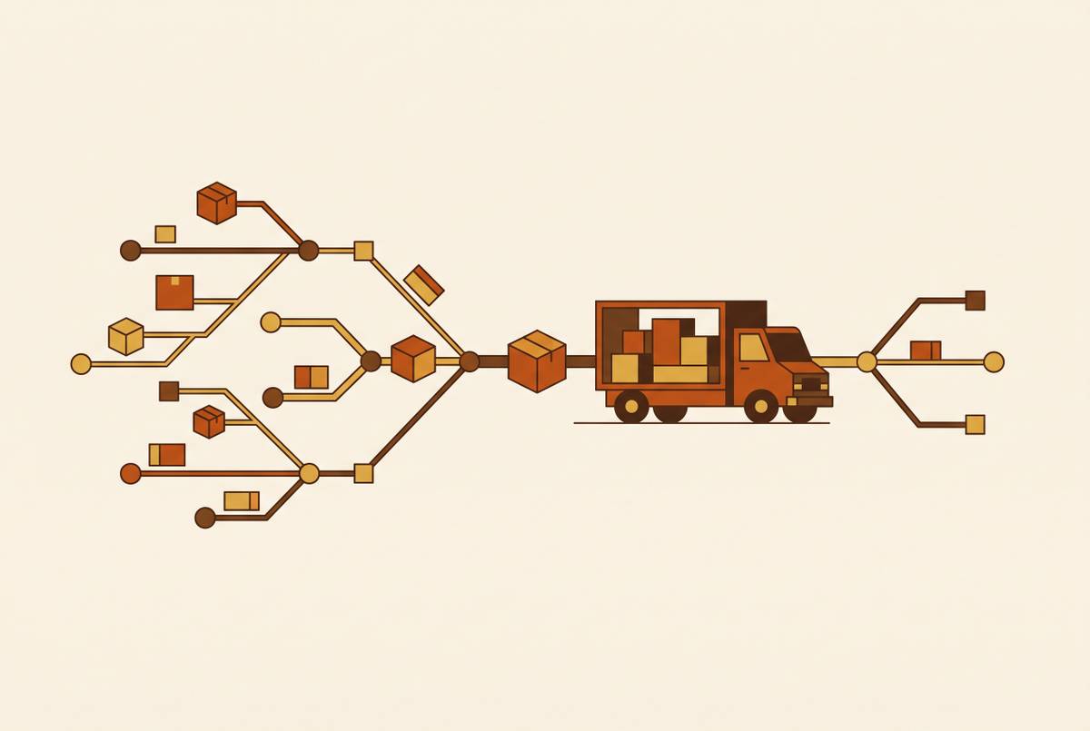 Cover illustration for “Load Consolidation Algorithms in Multi-Stop Trucking Routes”