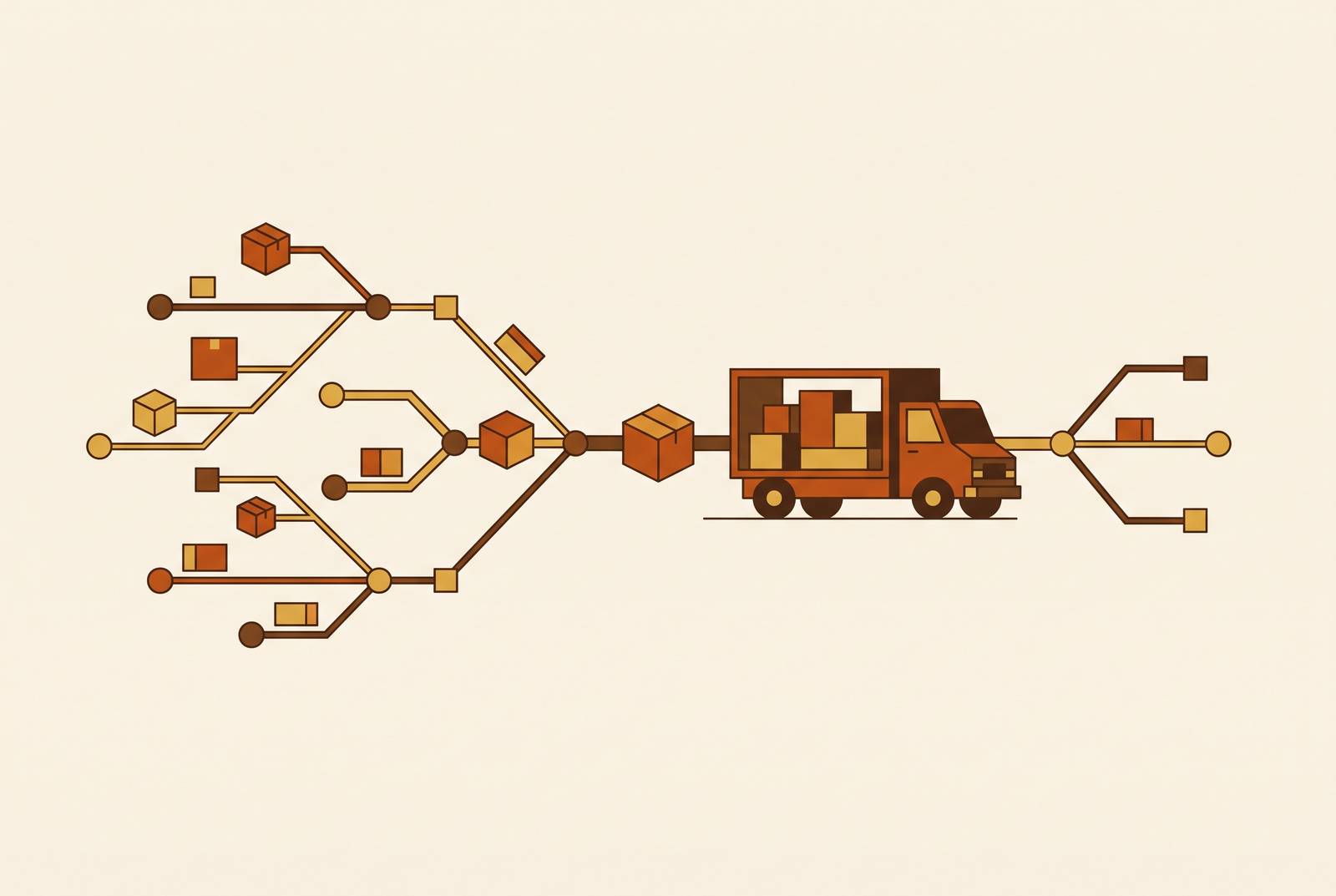 Cover illustration for “Load Consolidation Algorithms in Multi-Stop Trucking Routes”