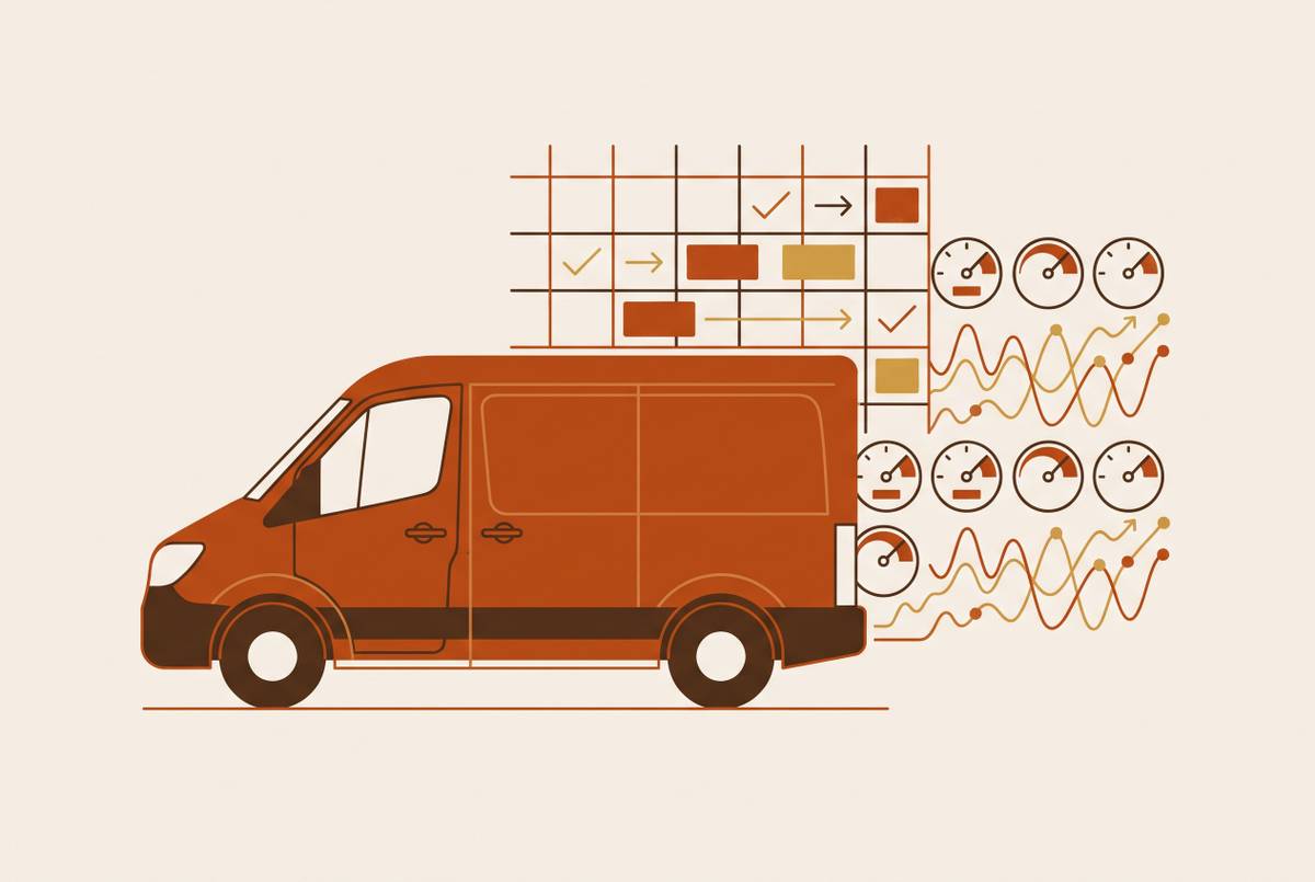 Cover illustration for “Predictive Maintenance Scheduling for Commercial Fleets”