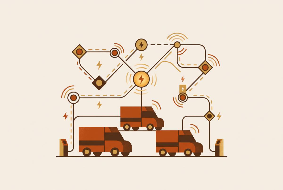 Cover illustration for “Electric Vehicle Fleet Integration with Route Planning Systems”