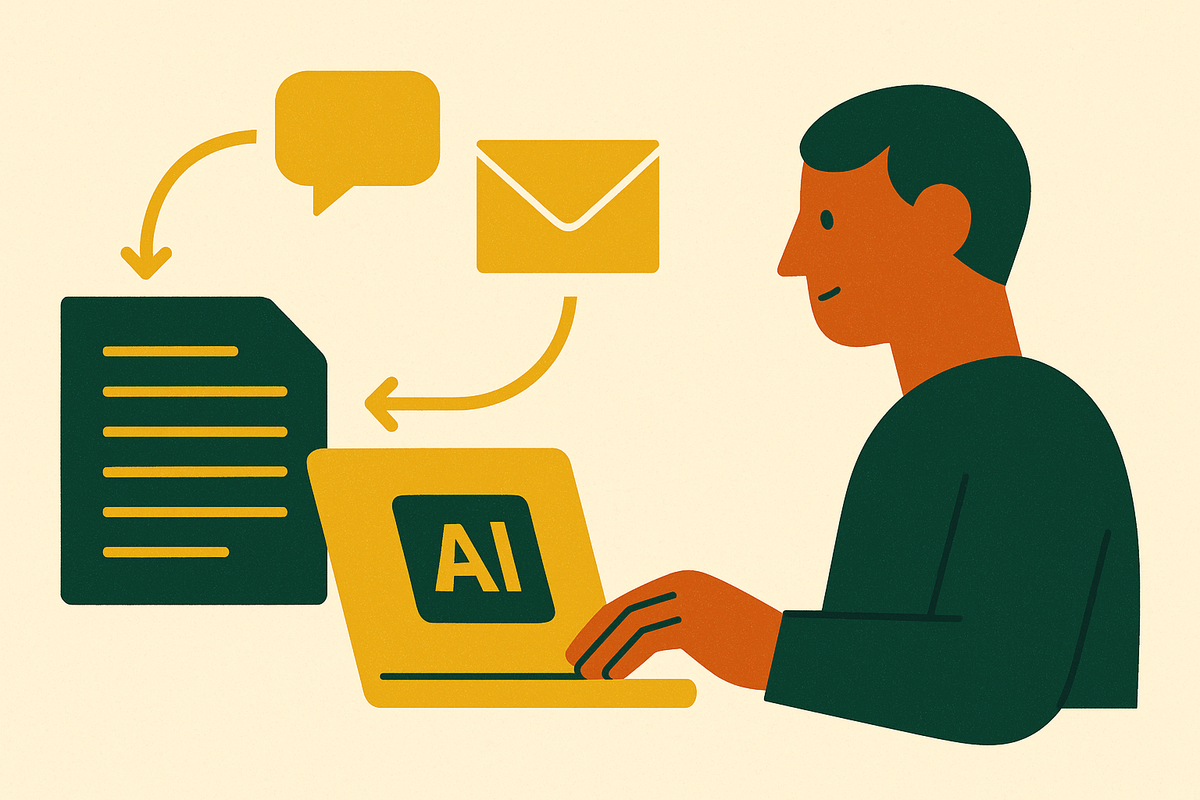 Cover illustration for “AI Tools for Repurposing Long-Form Content into Social and Email”