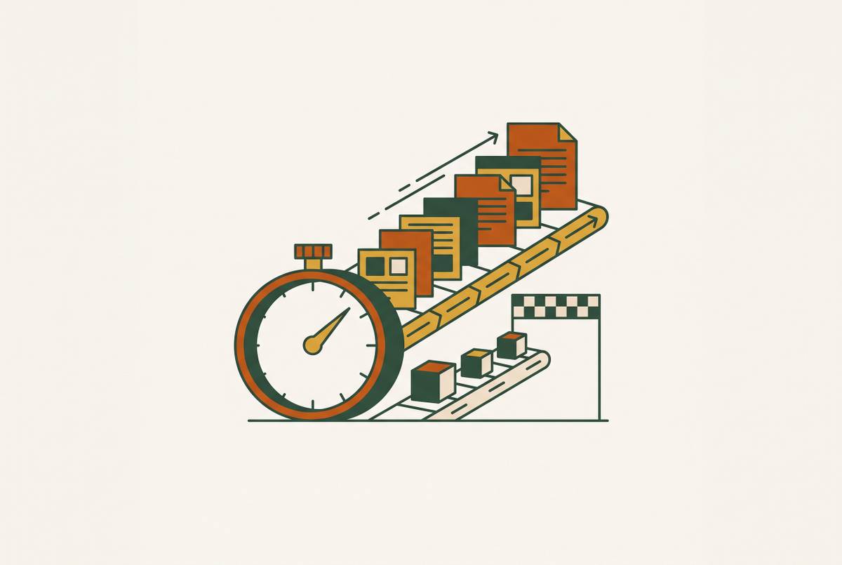 Cover illustration for “Content Production Speed Benchmarks for B2B Marketing Teams”