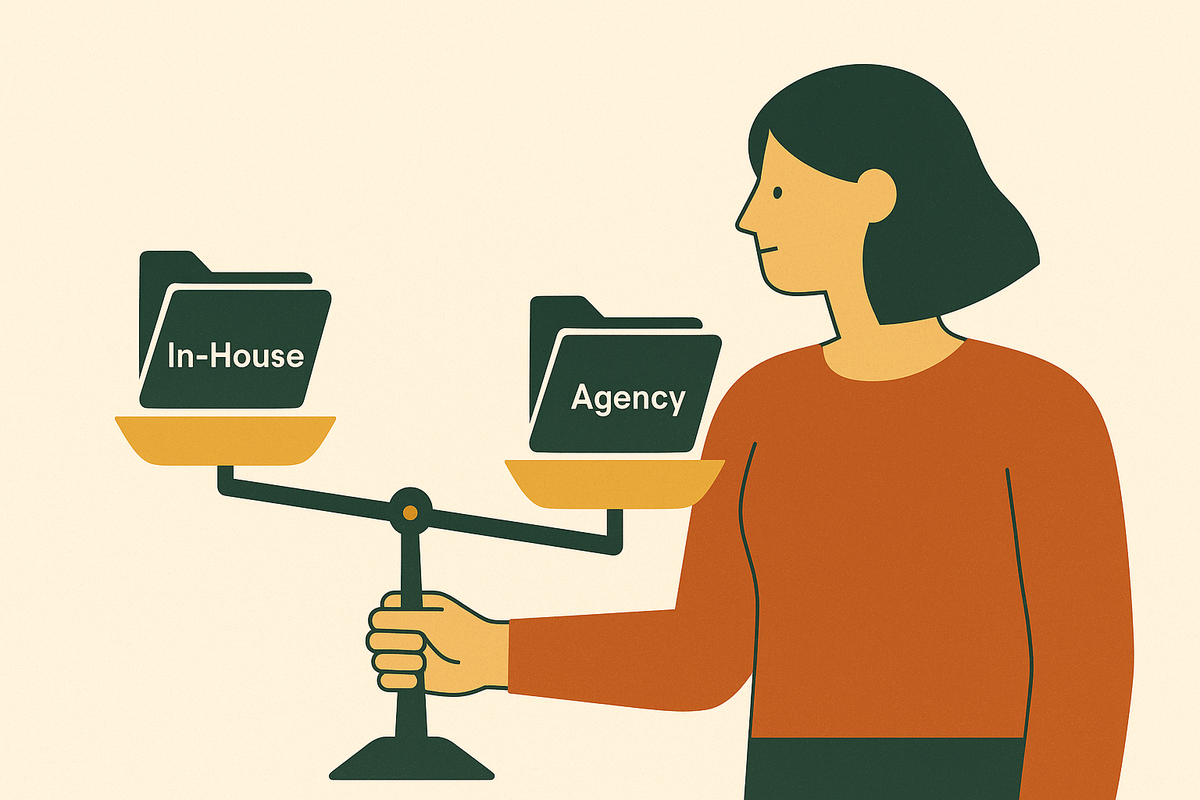 Cover illustration for “In-House Content Team vs Content Marketing Agency Tradeoffs”