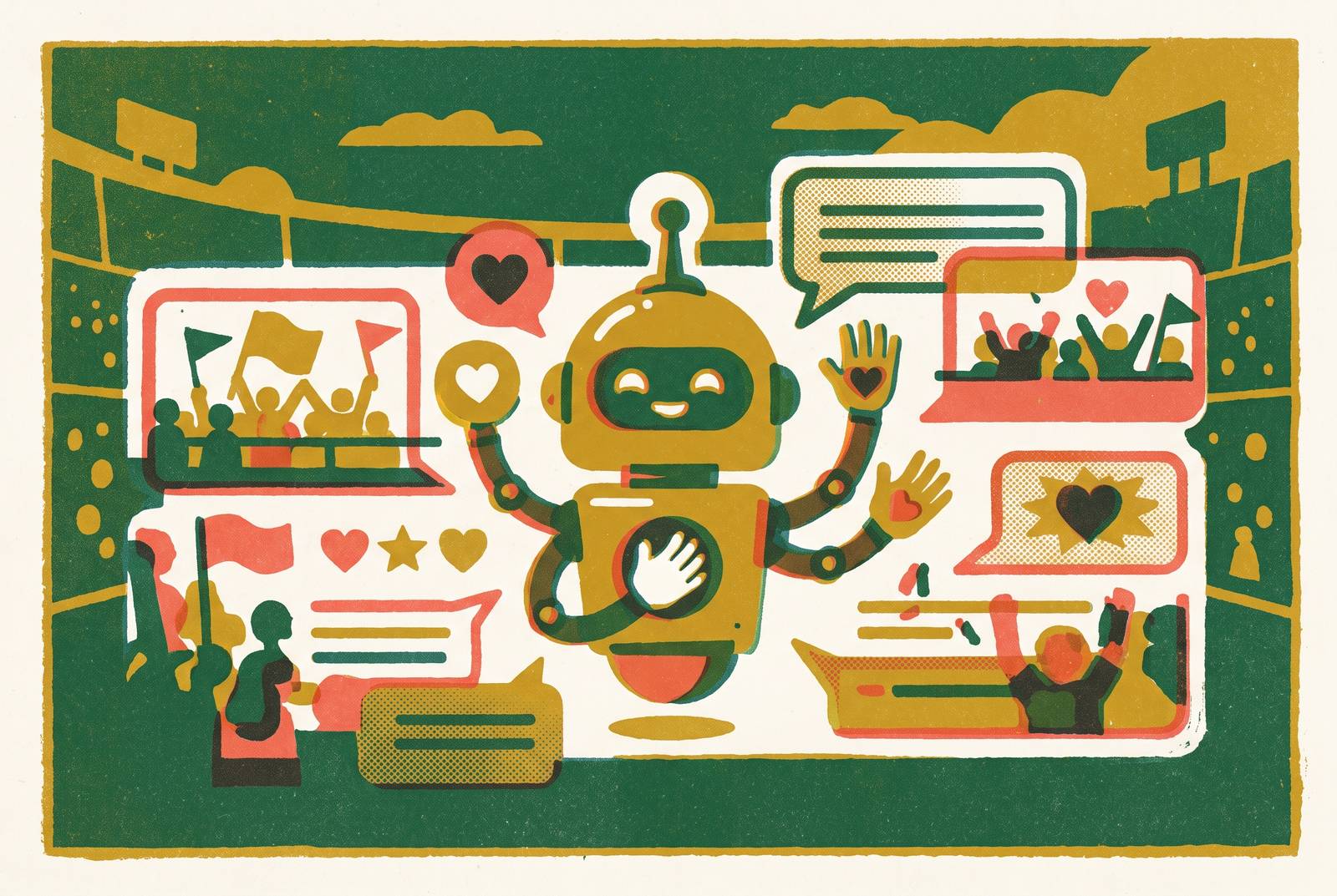Cover illustration for “Fan Engagement Bots for Sports and Entertainment Brands”