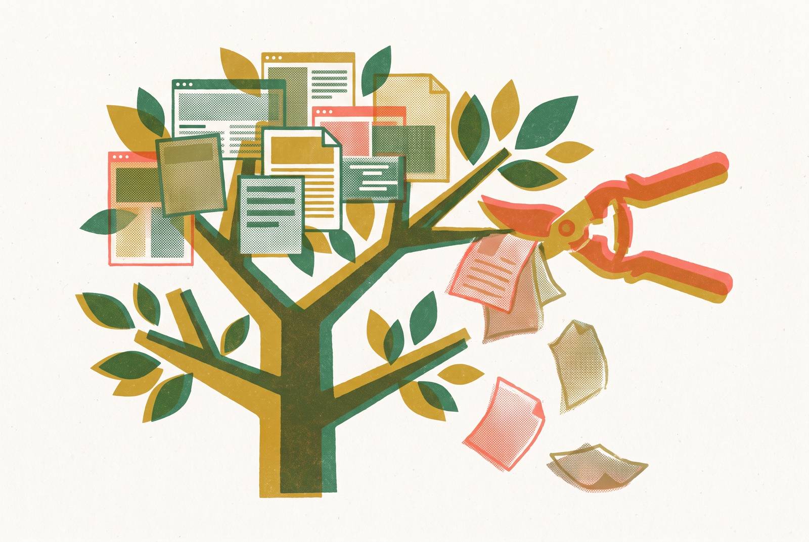 Cover illustration for “Content Audit Process for Pruning Underperforming Pages”