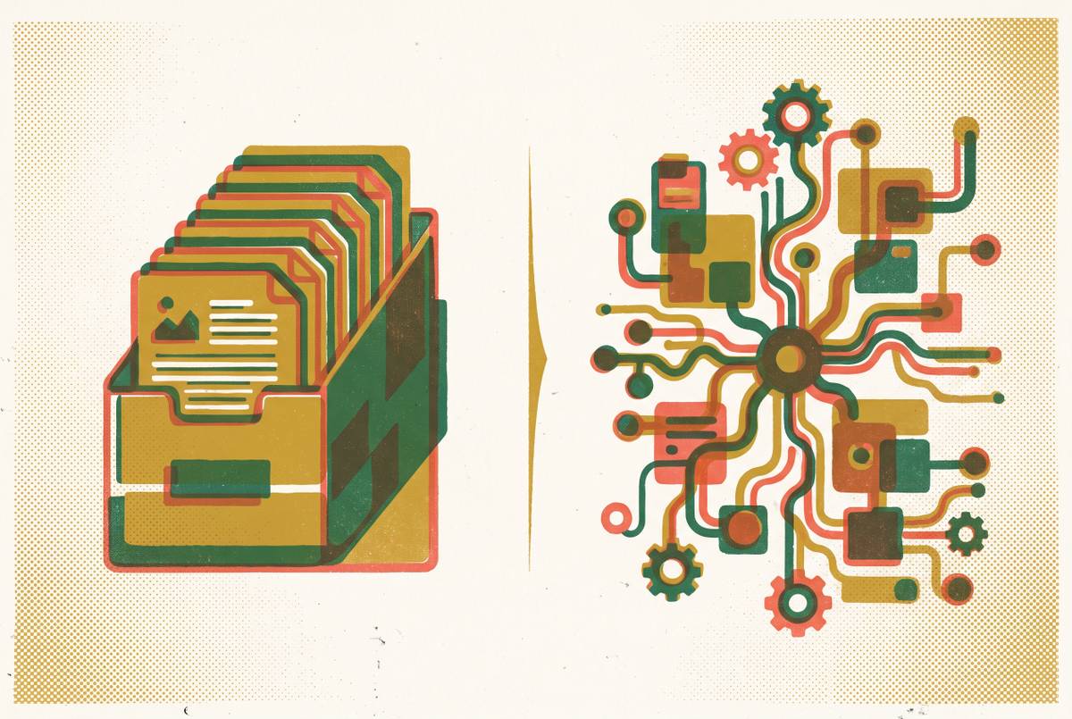Cover illustration for “Content Management System vs Content Operations Platform”