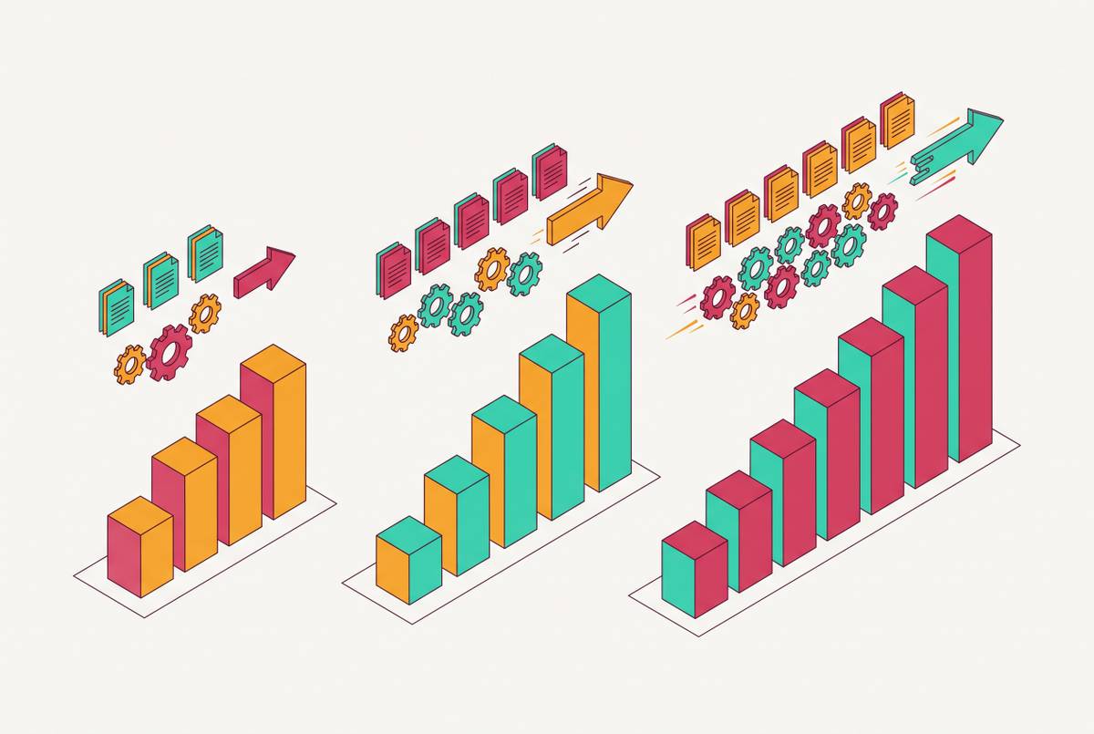 Cover illustration for “Content Production Velocity Benchmarks by Team Size”