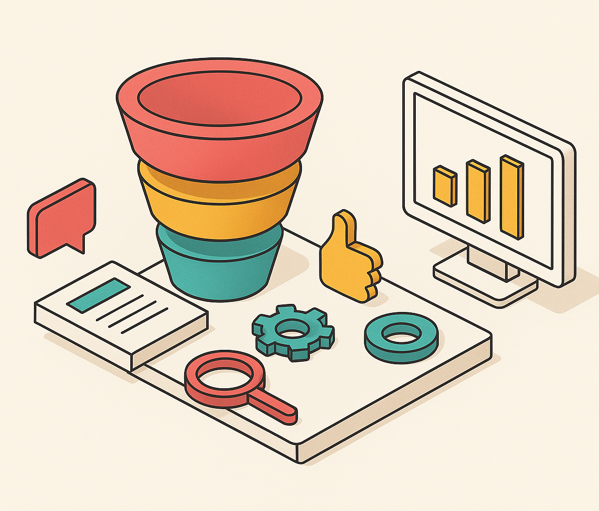 Cover illustration for “Marketing Funnel Stages in a Computational Marketing Model”