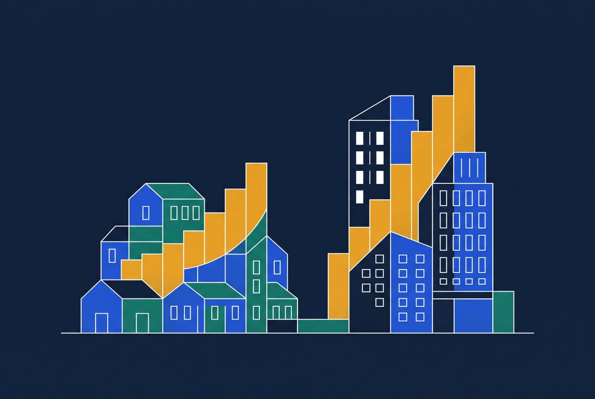 Cover illustration for “Residential versus Commercial Real Estate Investment Returns Compared”