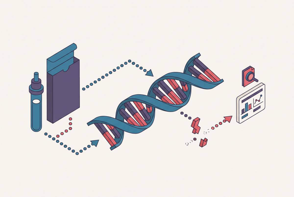 Cover illustration for “Direct-to-Consumer Genomic Testing Clinical Validity Gaps”