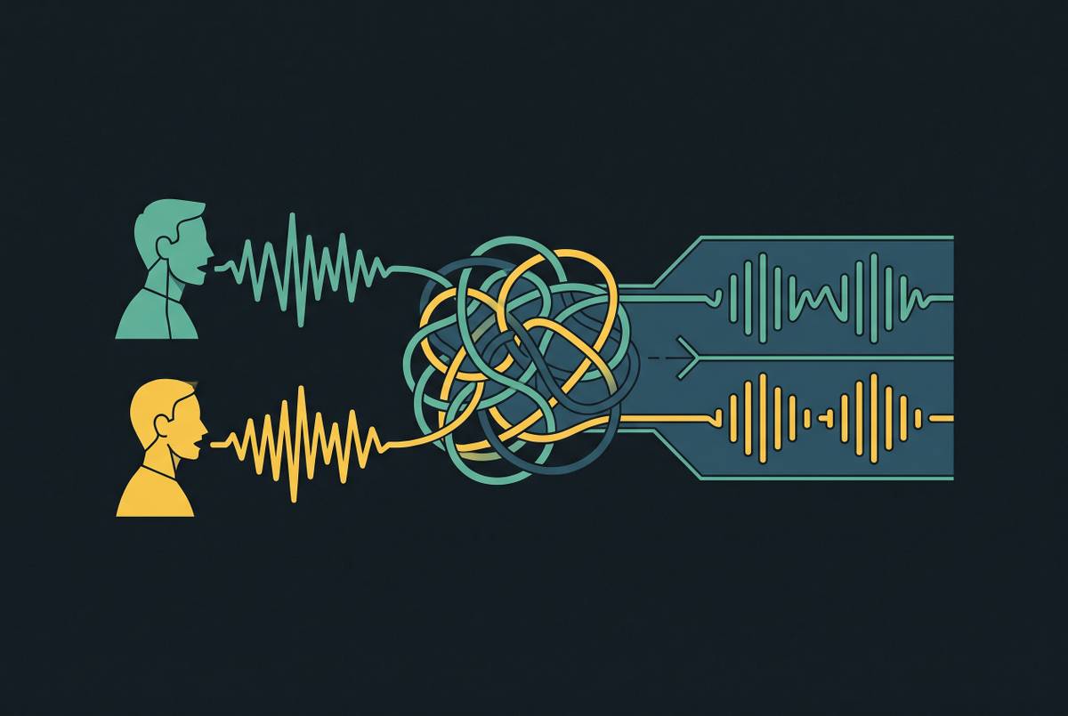 Cover illustration for “Why speaker attribution breaks in meeting transcripts, and what separate audio streams fix”