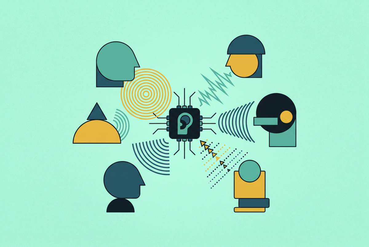 Cover illustration for “Speaker Diarization Accuracy Across Accents and Dialects”
