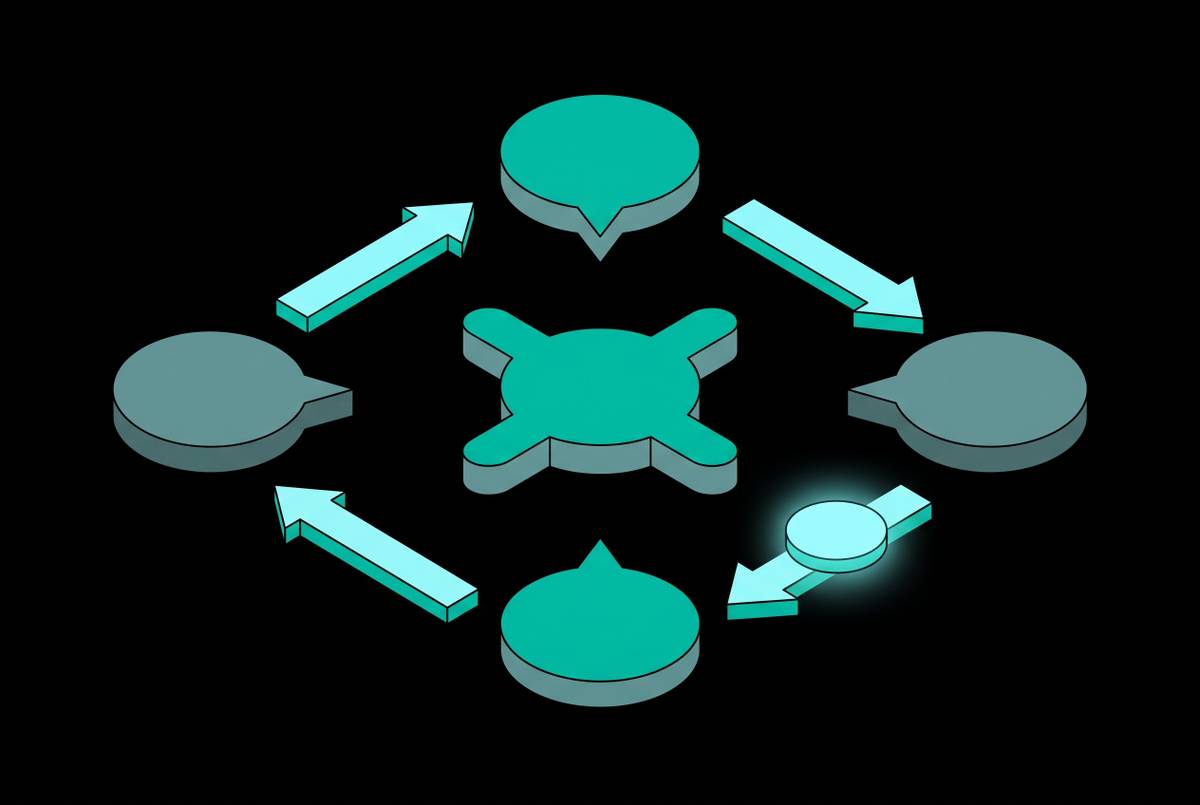Cover illustration for “Turn-Taking Protocols in Multiparty Voice Conversations”
