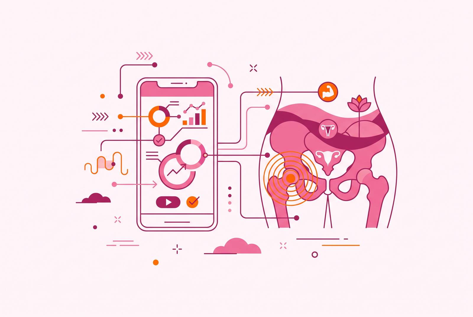 Cover illustration for “FemTech Apps Reshaping Pelvic Floor Care”