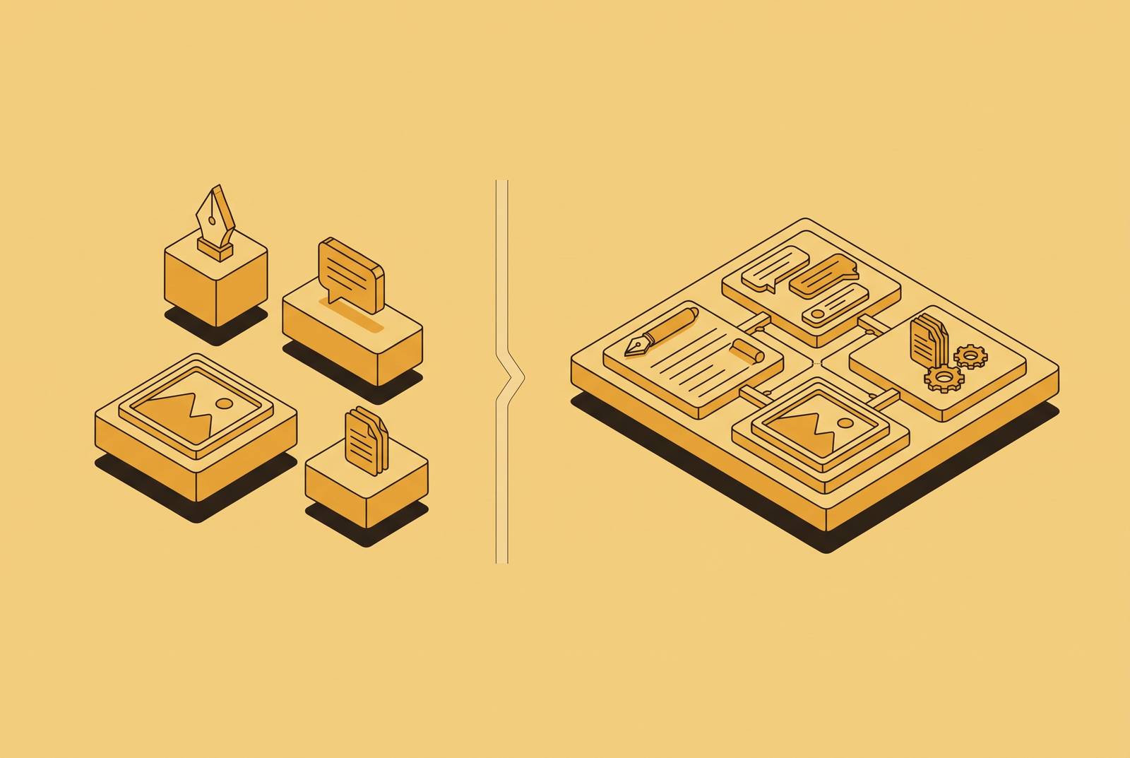 Cover illustration for “Standalone AI Content Tools vs All-in-One Marketing Platforms”