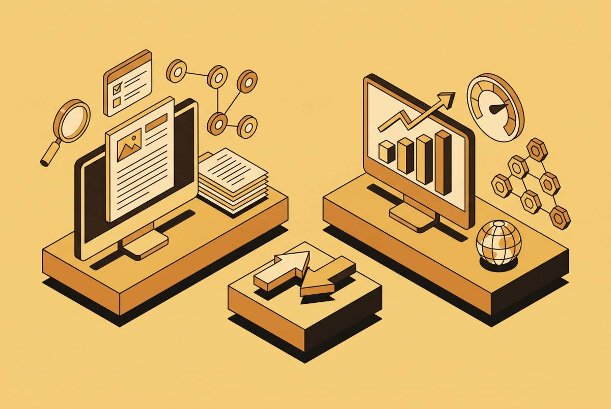Cover illustration for “Frase vs Surfer SEO for Blog Content Teams”