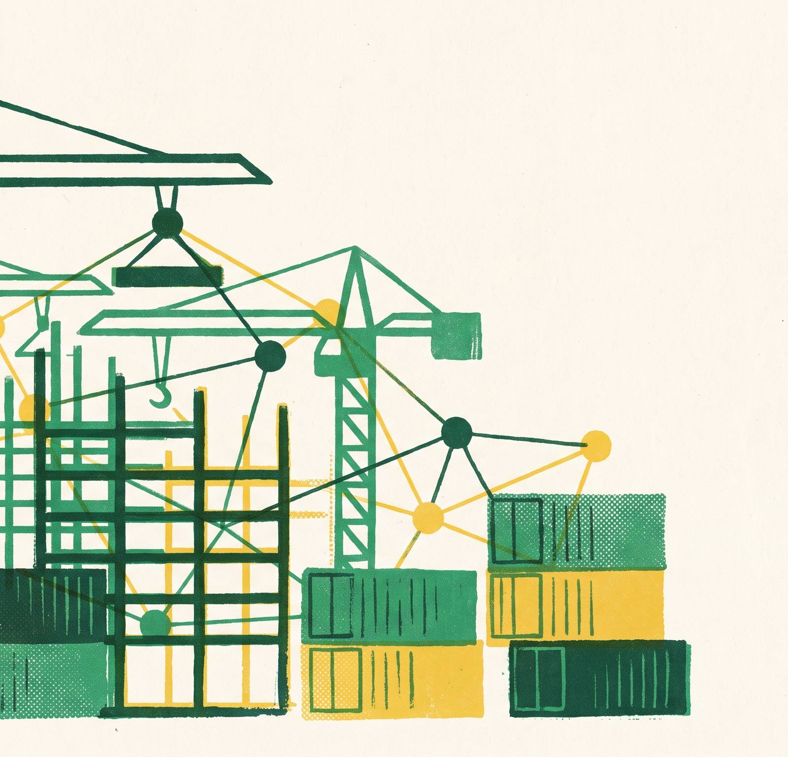 Cover illustration for “ConTech Companies Building Construction Marketplace Infrastructure”