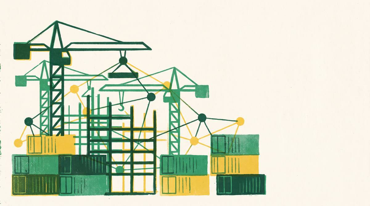 Cover illustration for “ConTech Companies Building Construction Marketplace Infrastructure”