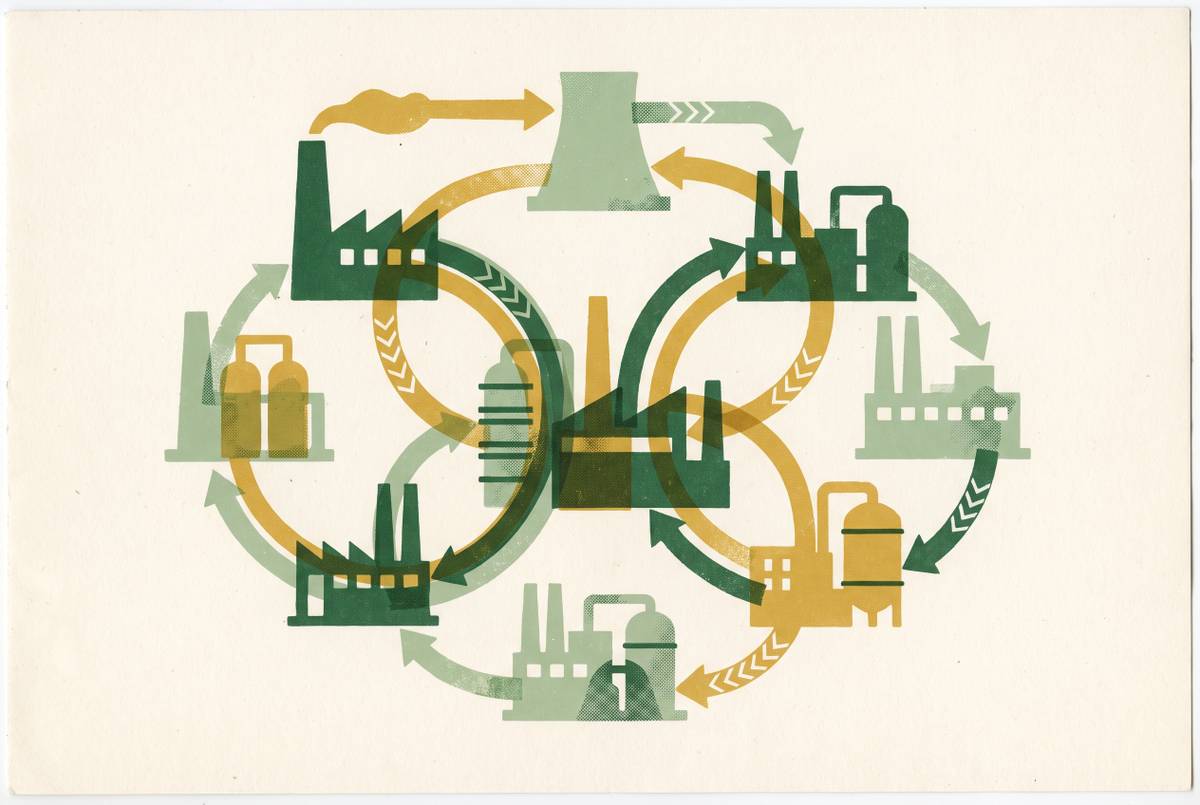 Cover illustration for “Industrial Symbiosis Networks and How They Work”