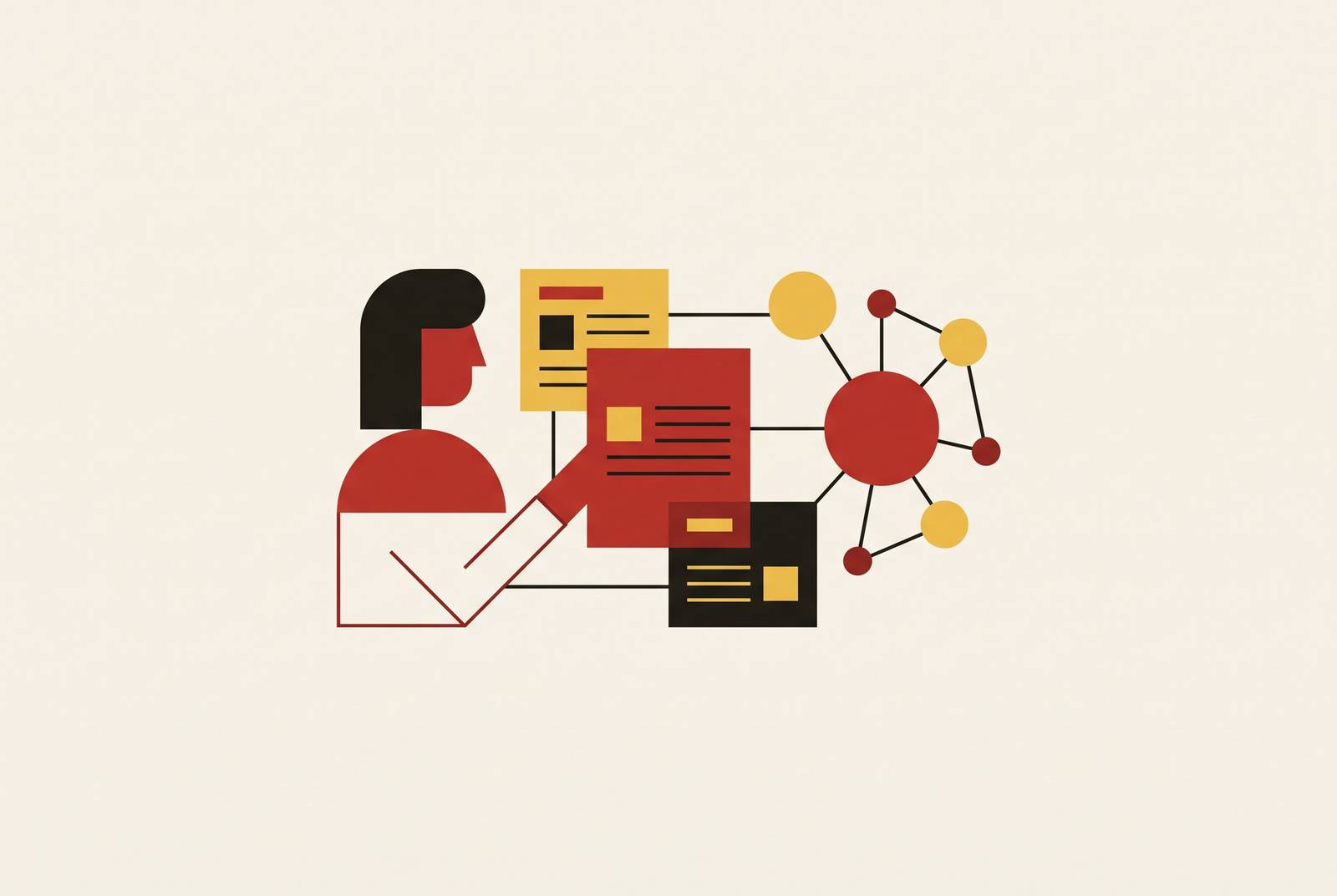 Cover illustration for “Human-AI Collaboration Models in Content Teams”