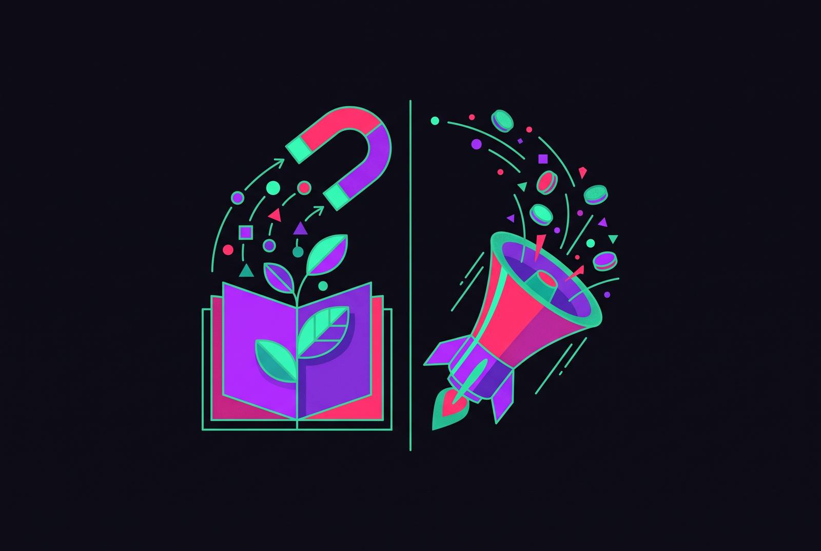 Cover illustration for “Content Marketing vs Paid Advertising for SaaS Growth”