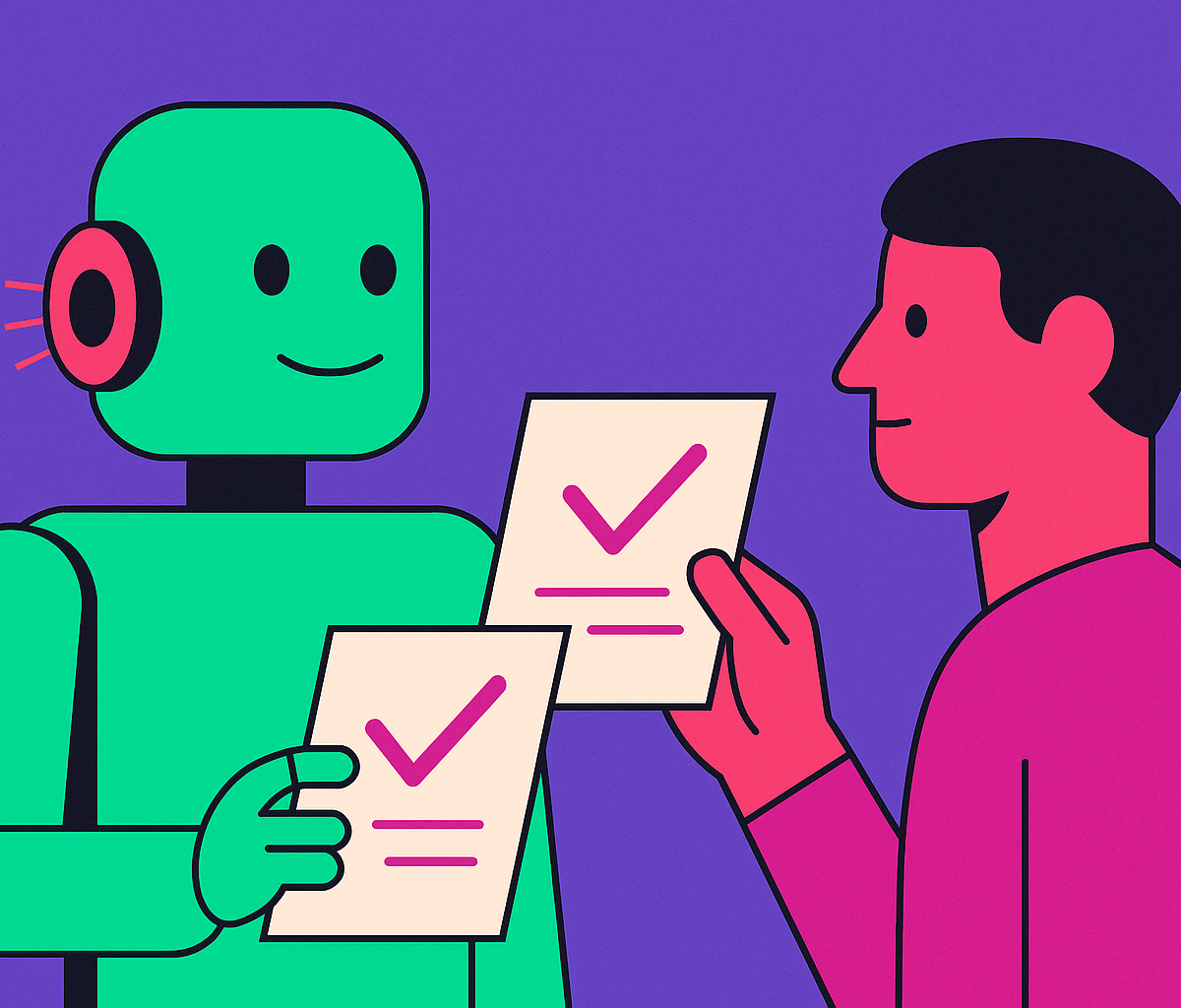 Cover illustration for “Does AI-Written Content Rank as Well as Human-Written Content”