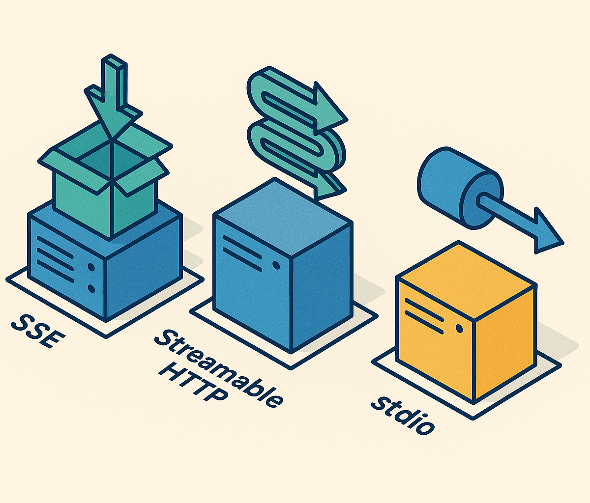 Cover illustration for “MCP transport mechanisms compared: SSE vs Streamable HTTP vs stdio”